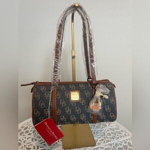 Dooney & Bourke Navy and Brown Shoulder Bag